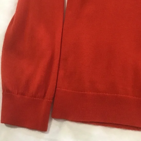 Banana Republic Factory Orangey Red Merino Wool V Neck Sweater, Size L - Picture 4 of 13